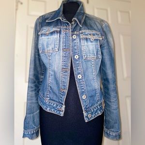 Guess BluDenim Trucker Jean Jacket Womens M Vintage Retro Distressed Over 23yrs